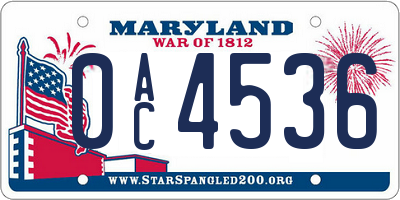 MD license plate 0AC4536