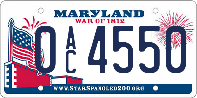 MD license plate 0AC4550