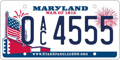 MD license plate 0AC4555