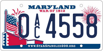 MD license plate 0AC4558