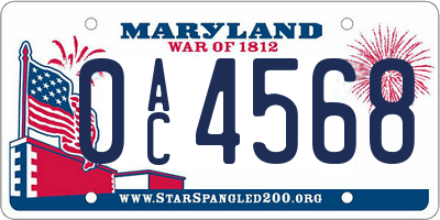 MD license plate 0AC4568