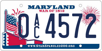 MD license plate 0AC4572
