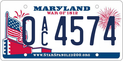 MD license plate 0AC4574