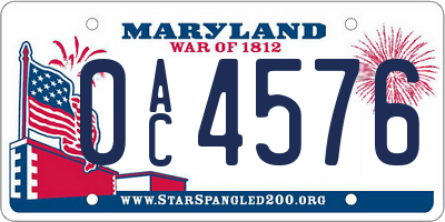 MD license plate 0AC4576