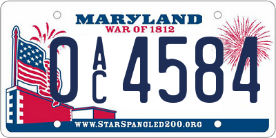MD license plate 0AC4584