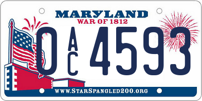 MD license plate 0AC4593