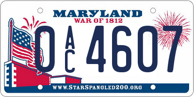 MD license plate 0AC4607