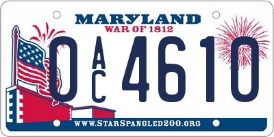 MD license plate 0AC4610