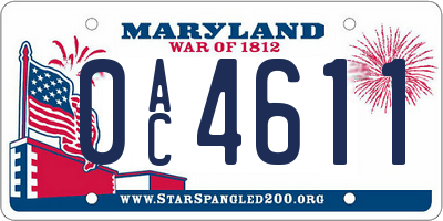 MD license plate 0AC4611