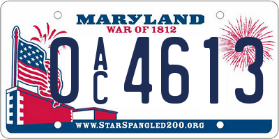 MD license plate 0AC4613