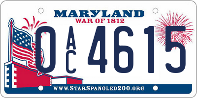 MD license plate 0AC4615