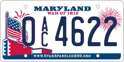 MD license plate 0AC4622