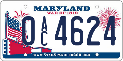 MD license plate 0AC4624