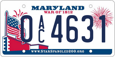 MD license plate 0AC4631