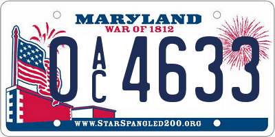 MD license plate 0AC4633