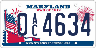 MD license plate 0AC4634