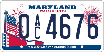 MD license plate 0AC4676