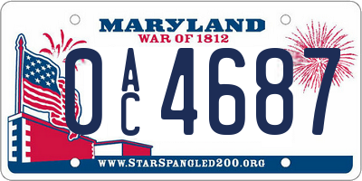 MD license plate 0AC4687