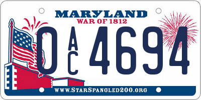 MD license plate 0AC4694