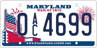 MD license plate 0AC4699