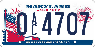 MD license plate 0AC4707