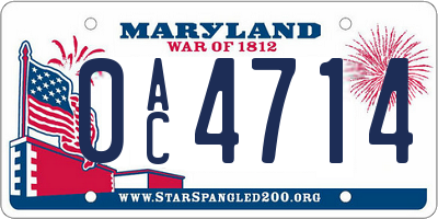 MD license plate 0AC4714