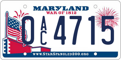 MD license plate 0AC4715