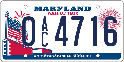 MD license plate 0AC4716