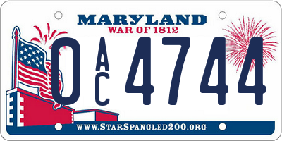 MD license plate 0AC4744