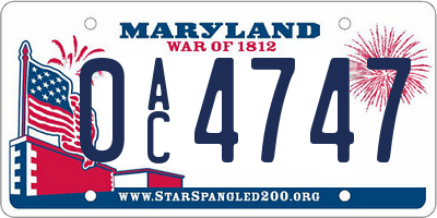 MD license plate 0AC4747