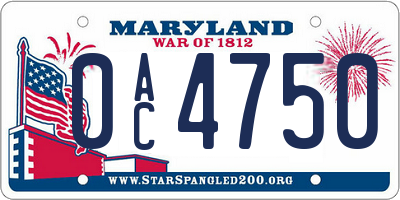 MD license plate 0AC4750