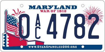 MD license plate 0AC4782