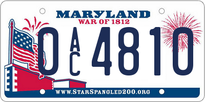 MD license plate 0AC4810