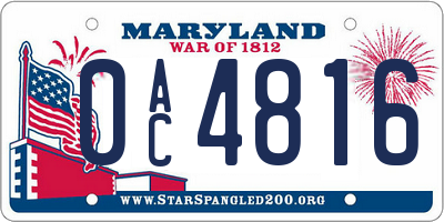 MD license plate 0AC4816