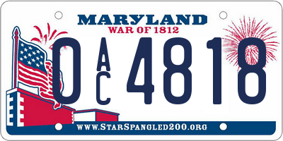 MD license plate 0AC4818