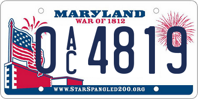 MD license plate 0AC4819