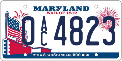 MD license plate 0AC4823