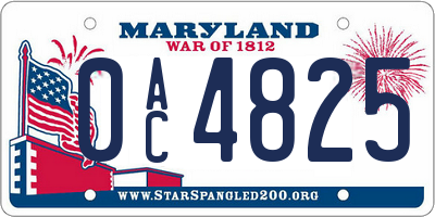 MD license plate 0AC4825