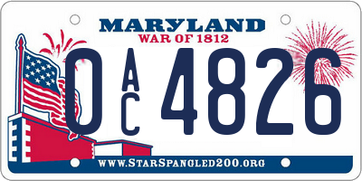 MD license plate 0AC4826