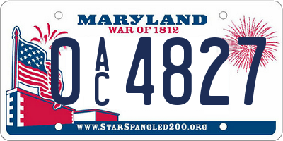 MD license plate 0AC4827