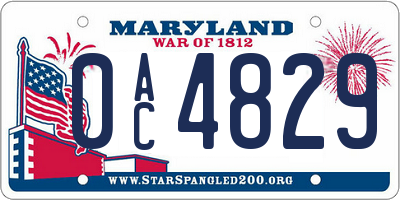 MD license plate 0AC4829