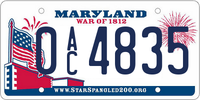 MD license plate 0AC4835