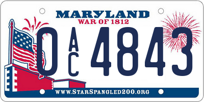 MD license plate 0AC4843