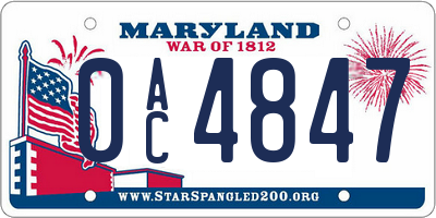 MD license plate 0AC4847