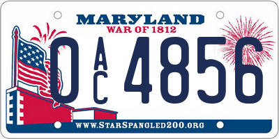 MD license plate 0AC4856