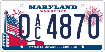 MD license plate 0AC4870