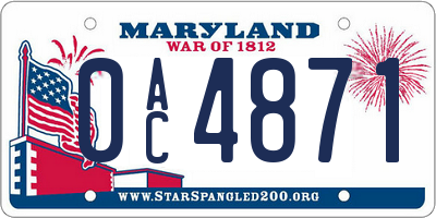 MD license plate 0AC4871