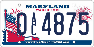 MD license plate 0AC4875
