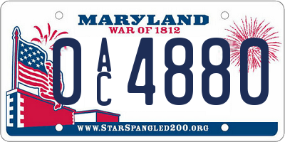 MD license plate 0AC4880