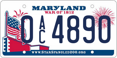 MD license plate 0AC4890